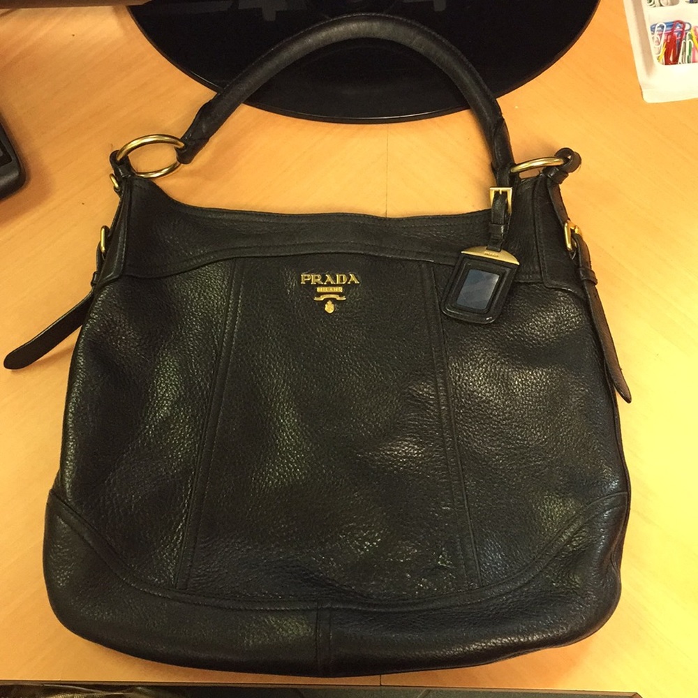 PRADA cerci deerskin Hobo Nero black